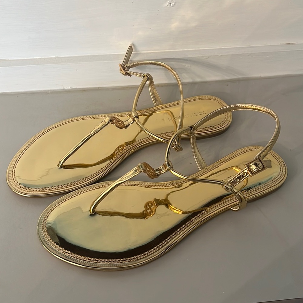 Brand New Tory Burch Gold Sandals 7.5